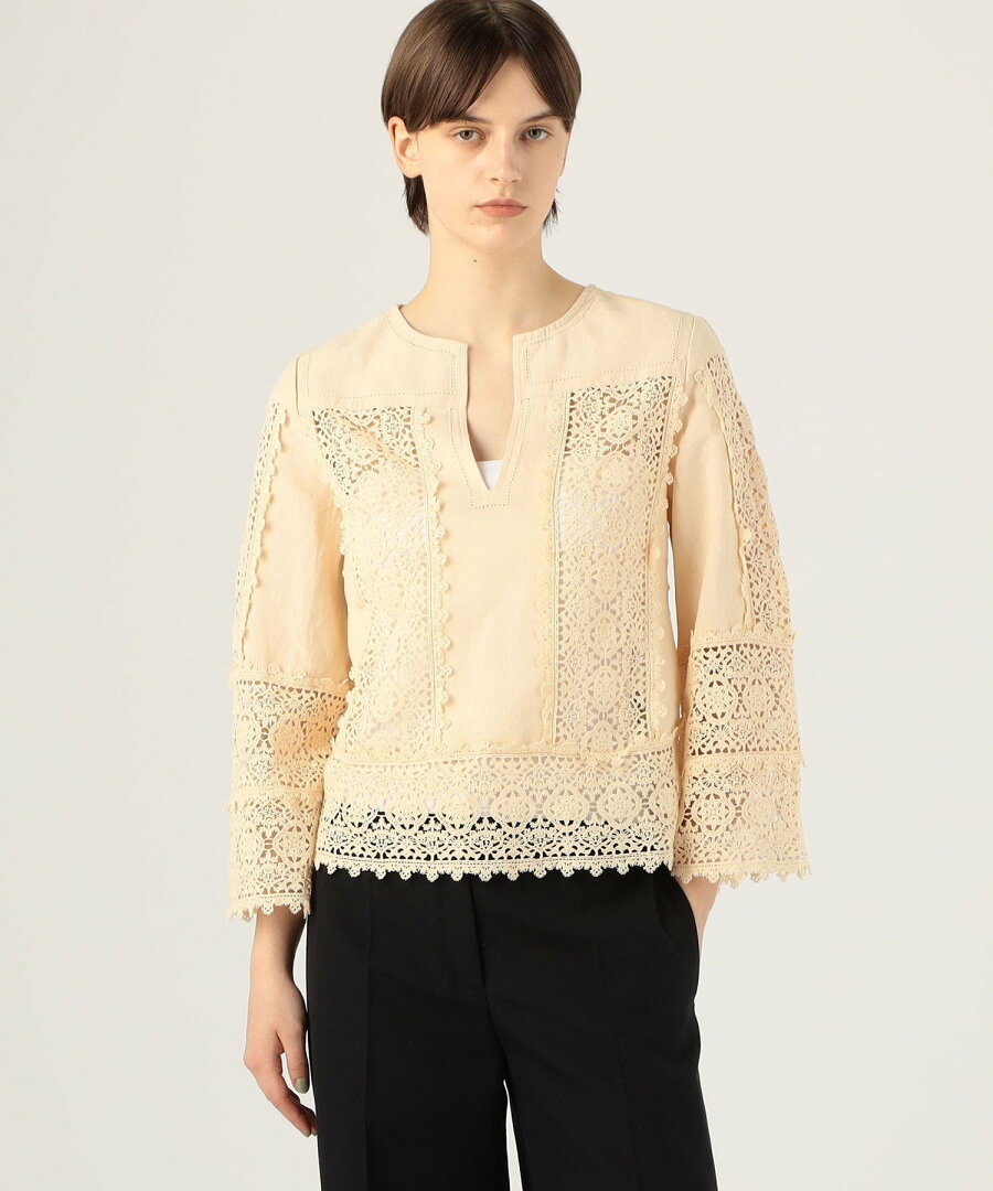 【SALE/70%OFF】TOMORROWLAND GOODS BY MALENE BIRGER DONNA レースエンブロイダリーブラウス トゥモローランド トップス シャツ・ブラウス ベージュ ブラック【送料無料】 - メイン画像 5