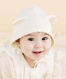 SLAP SLIP BABY リボン付きぴょっこりネコ耳ニット帽ベビー(44~48cm) ベベ オンライン ストア マタニティウェア・ベビー用品 ベビー帽子 ピンク ホワイト