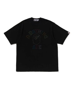 A BATHING APE (M)RHINESTONE COLLEGE RELAXED FIT TEE M �A �x�C�V���O �G�C�v �g�b�v�X �J�b�g�\�[�ET�V���c �O���[ �u���b�N�y���������z