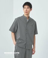 【SALE／50%OFF】UNITED ARROWS green label relaxing WONDER CLOTH バンドカラー 半袖 シャツ -ストレッ…