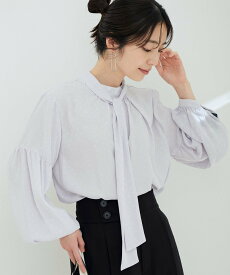 【SALE／50%OFF】VIS 【鎌倉シャツ*ViS】【マルチWAY】ボウタイ付きボリューム袖ブラウス ビス トップス シャツ・ブラウス ホワイト ベージュ パープル