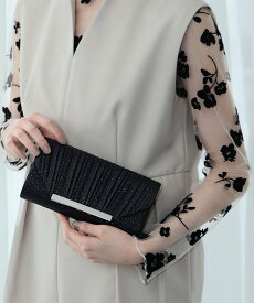 【SALE／26%OFF】GIRL サテン*ラメ プリーツ 2wayバッグ パーティーバッグ 結婚式 パーティー ガール バッグ クラッチバッグ ブラック