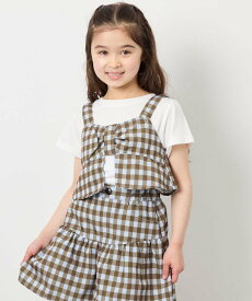 a.v.v [120-160][ママとお揃いコーデが叶う]リボンビスチェドッキングTシャツ アー・ヴェ・ヴェ トップス カットソー・Tシャツ ベージュ ブラック【送料無料】
