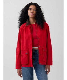 【SALE／74%OFF】GAP (W)オーバーサイズ チョアジャケット ギャップ ジャケット・アウター カバーオール・ワークジャケット レッド【送料無料】