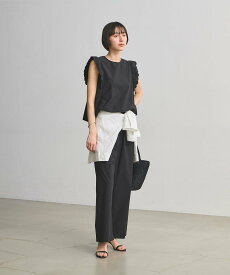 UNITED ARROWS スカラップ フリル オールインワン パンツ -はっ水 UVカット 防しわ ウォッシャブル- ユナイテッドアローズ オールインワン・オーバーオール オールインワン・つなぎ ネイビー ブラック【送料無料】