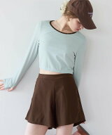 【SALE／10%OFF】SEA DRESS 3点セット / パイピング 長袖 ビキニ * ショートパンツ / 水着 UVカット ティ…