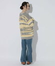 インターシャニット配色カーディガン