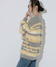 インターシャニット配色カーディガン