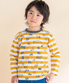 Noeil aime BeBe ボーダークルマプリントTシャツ(80~120cm) ベベ オンライン ストア トップス カットソー・Tシャツ イエロー ブルー