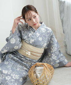 utatane utatane 高級変わり織 浴衣3点セット 上品グレーの古典花 ウタタネ 着物・浴衣・和装小物 浴衣 グレー【送料無料】