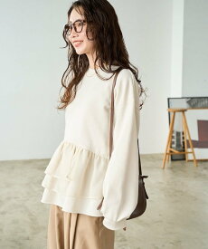 FREAK'S STORE オーガンジー フリル 切り替え 裏毛 スウェット プルオーバー【限定展開】 25AW フリークスストア トップス スウェット・トレーナー ピンク ブラック ベージュ【送料無料】