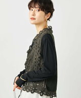 【SALE／50%OFF】NOLLEY'S 《手洗い可能》バテンレースジレ ノーリーズ トップス ベスト・ジレ グレー ホ…