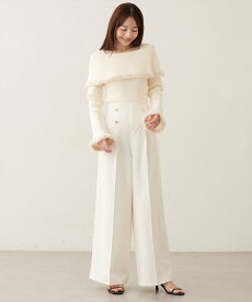 natural couture ウエスト釦ワイドパンツ ナチュラルクチュール パンツ その他のパンツ ホワイト グレー ブラック ブラウン【送料無料】