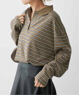 Spick & Span ポンチボーダーポロシャツ スピックアンドスパン トップス ポロシャツ ブラック ベージュ【…