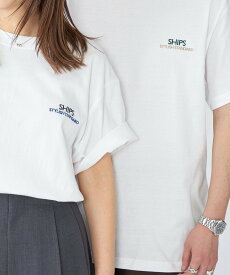 【SALE／10%OFF】SHIPS *SHIPS: STYLISH STANDARD ロゴ 刺繍 Tシャツ シップス トップス カットソー・Tシャツ ホワイト グレー ブラック ブルー ネイビー