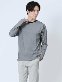 【SALE／50%OFF】TAKA-Q コードレーンタックボーダー クルーネック長袖Tシャツ タカキュー トップス カットソー・Tシャツ ブラウン グレー