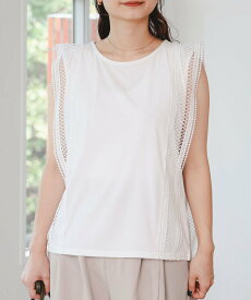 BEAMS HEART WOMEN レース ノースリーブ プルオーバー ビームス ハート トップス カットソー・Tシャツ ホワイト グレー ネイビー【送料無料】