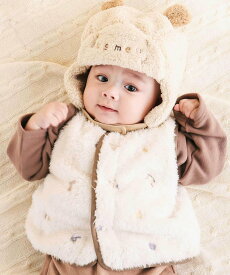 SLAP SLIP BABY 【お揃い】総柄刺しゅうもこもこボアリバーシブルベストベビー(70~80cm) ベベ オンライン ストア マタニティウェア・ベビー用品 ベビートップス ホワイト ピンク