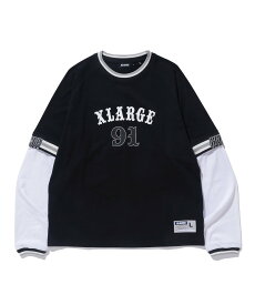 XLARGE XLARGE 91 LAYERD L/S TEE エクストララージ トップス カットソー・Tシャツ ブラック グレー ブルー【送料無料】