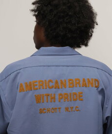 Schott TC WORK SHIRT"AMERICAN BRAND WITH PRIDE EMB"/刺繍ワークシャツ ショット トップス シャツ・ブラウス ネイビー ブラック グレー ブラウン【送料無料】