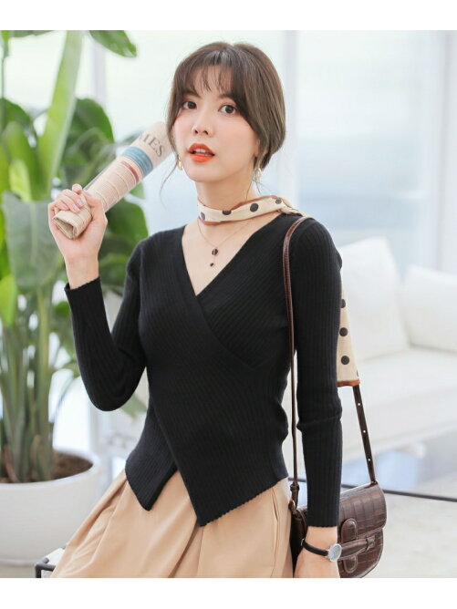 Saison De Papillon Saison De Papillon ウール混カシュクールリブニットトップス Rakuten Fashion 楽天ファッション 旧楽天ブランドアベニュー V