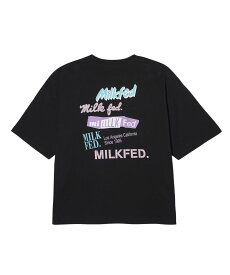 MILKFED. MULTI LOGO WIDE S/S TEE MILKFED. ミルクフェド トップス カットソー・Tシャツ ブラック イエロー ブルー ホワイト【送料無料】