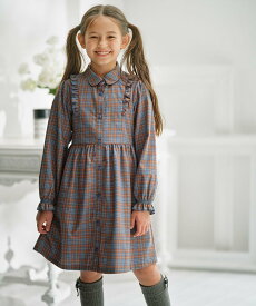 【SALE／30%OFF】組曲 KIDS 【150-160cm】リセチェックシャツ ワンピース クミキョク ワンピース・ドレス ワンピース ブルー【送料無料】