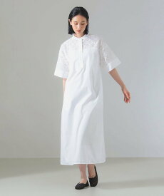 Demi-Luxe BEAMS TICCA / レース ハーフスリーブ シャツワンピース デミルクス ビームス ワンピース・ドレス その他のワンピース・ドレス ブラック ホワイト【送料無料】