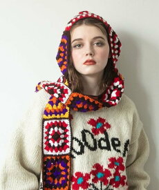 【SALE／30%OFF】チャイハネ 【チャイハネ】クロシラフード付きマフラー アミナコレクション 帽子 ニット帽・ビーニー パープル