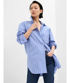 【SALE／49%OFF】GAP (W)オーバーサイズ ポプリン チュニックシャツ ギャップ ワンピース・ドレス チュニック ブルー ホワイト【送料無料】