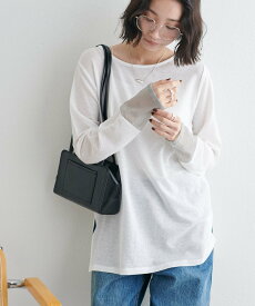 【SALE／10%OFF】Discoat 【新色追加!/万能インナー】ラメシアー袖切替プルオーバー《WEB限定》 ディスコート トップス カットソー・Tシャツ ホワイト グリーン グレー ブラック ブルー ブラウン