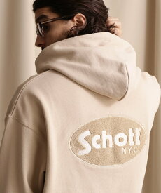 Schott WEB LIMITED/HOODED SWEAT OVAL CHENILLE LOGO/オーバル ロゴ パーカー ショット トップス パーカー・フーディー ベージュ ブラック ネイビー オレンジ【送料無料】