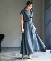 フォーマルワンピースドレス Harriss 上品 フレンチ スリーブ ドレス お呼ばれ スリットスリーブフォーマルドレス M 結婚式のパーティードレスなら