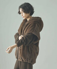 Curensology ファーフーディーベスト カレンソロジー トップス ベスト・ジレ ブラウン ブラック ベージュ【送料無料】