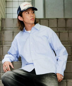 【SALE／10%OFF】MR.HEARTS REGULAR COLLAR BOX CUT STRIPE SHIRT 【限定展開】 25AW フリークスストア トップス シャツ・ブラウス ホワイト ブルー ブラック【送料無料】