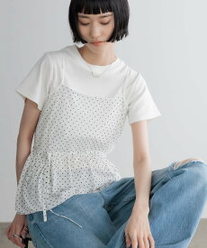 【SALE／30%OFF】LOWRYS FARM ドットレースチュールキャミ ローリーズファーム トップス その他のトップス ホワイト ブラック
