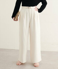 【SALE／30%OFF】natural couture 【sherbet line】接触冷感ベルト付きタック入りパンツ ナチュラルクチュール パンツ その他のパンツ ホワイト グレー ブラウン【送料無料】