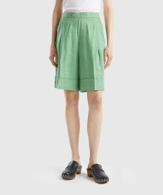 【SALE／60%OFF】BENETTON (UNITED COLORS OF BENETTON.) (W)リネン100%バミューダパンツ ベネトン(ユナイテッド カラーズ オブ ベネトン) パンツ その他のパンツ グリーン ピンク イエロー【送料無料】