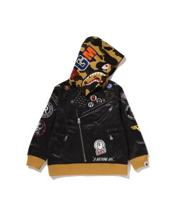 A BATHING APE LEATHER JACKET PRINT SHARK PULLOVER HOODIE A xCVO GCv gbvX p[J[Et[fB[ ubNyz