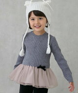 【SALE／50%OFF】petit main 【フワもちっと】ニットペプラムチュールチュニック ナルミヤオンライン ト…