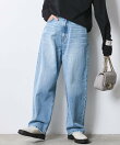 綿100%ワイドルーズデニムパンツ<大きいサイズ有>シックスタイル