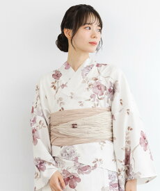SOUBIEN ワンピース浴衣 簡単着付け レディース セット( 上着 + ワンピース + 帯 ) ソウビエン 着物・浴衣・和装小物 浴衣 ホワイト グレー【送料無料】
