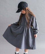 branshes 【WEB限定/DRC】袖ライン裏毛長袖ワンピース ブランシェス ワンピース・ドレス ワンピース グレー