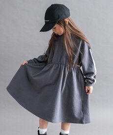 branshes 【WEB限定/DRC】袖ライン裏毛長袖ワンピース ブランシェス ワンピース・ドレス ワンピース グレー