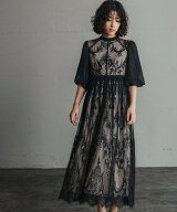 【SALE／7%OFF】GIRL 総レースハイネックバルーンスリーブロング丈 結婚式 ワンピース パーティードレス …