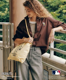 【SALE／30%OFF】ROPE' PICNIC 【PEANUTS*MLB COLLECTION by ROPE' PICNIC】オーバーサイズシャツ ロペピクニック トップス シャツ・ブラウス ホワイト【送料無料】