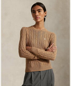 POLO RALPH LAUREN ケーブルニット コットン クルーネック セーター ラルフローレン トップス ニット ブラウン【送料無料】
