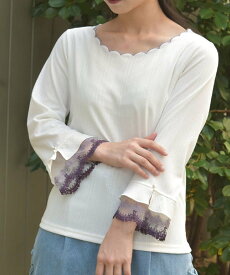 【SALE／33%OFF】axes femme カラー刺繍チュールレースプルオーバー アクシーズファム トップス カットソー・Tシャツ ホワイト ワインレッド ブルー