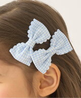 Lycee mine スカラップギンガムチェックリボンヘアクリップ(2コセット)【子供服】【キッズ】【女の子】 …