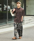 速乾素材 リラックスフィット バンドカラーシャツ ショートスリーブ リネン風